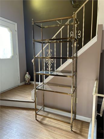 Classical Style Brass and Glass Shelf