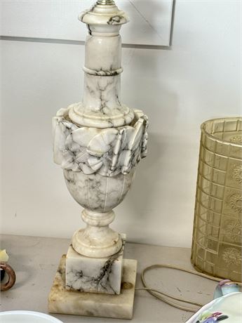Vintage Marble Alabaster Table Lamp Made In Italy