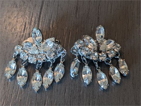 Vintage Rhinestone Clip Earrings