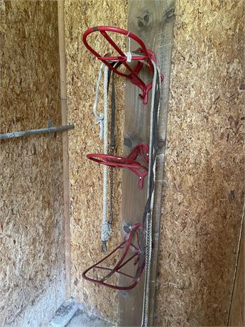 Red Steel Saddle Holder Mounted to wall Lot of 3