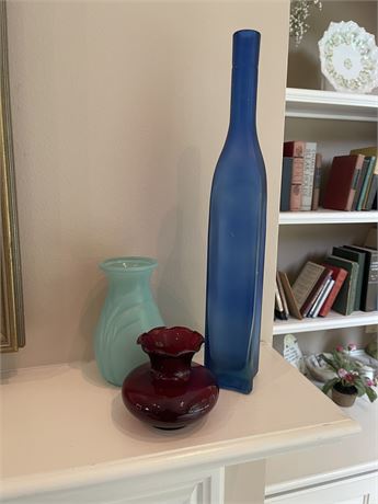 Collection of Colored Glass Vases