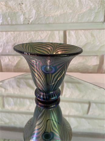 Lundberg Studios Pulled Feather Art Glass Vase