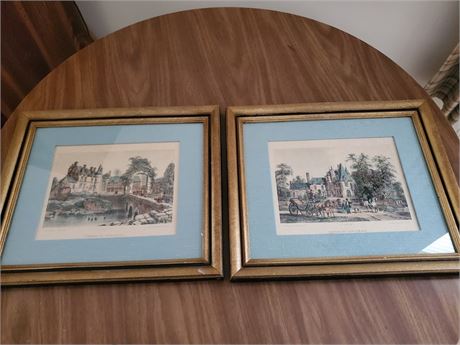 Pair of Vintage Fleck Bros. Framed Prints