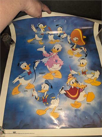 Vintage 1986 Disney Donald Duck Thru the Years Poster