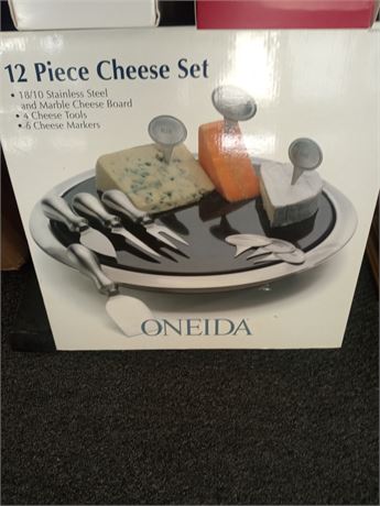 New Oneida 12 Piece Cheese Set with Marble Cheese Board