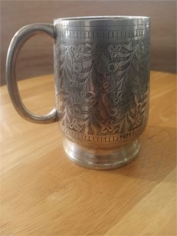 Antique Viking Theme Brass Polished Nickel Beer Stein