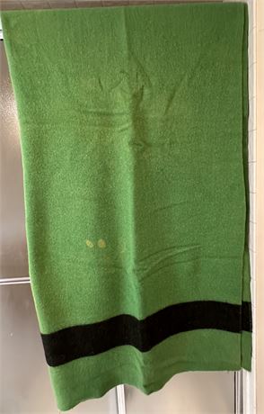 Vintage Green Hudson's Bay Point Wool Blanket