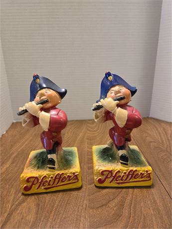 Pair of Vintage Chalkware Pfeiffer's Johnny Fifer Mascot Figures
