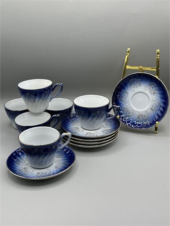 Vintage Apulum Fine Porcelain Cup and Saucer Set of 5