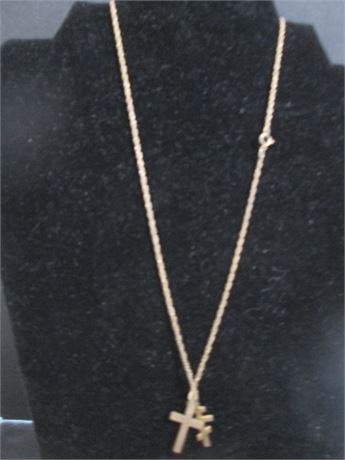 Vintage 18" Gold Faux Braided Twist Necklace w/ 1/20 12Kt Crucifix Cross