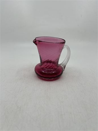 Cranberry Pilgrim Glass Pitcher with Applied Handle