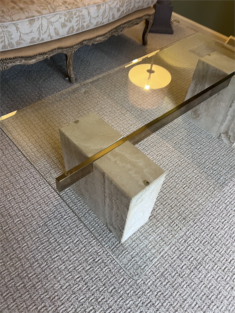 Great Finds Online Auctions - Contemporary Teselated Marble & Brass ...