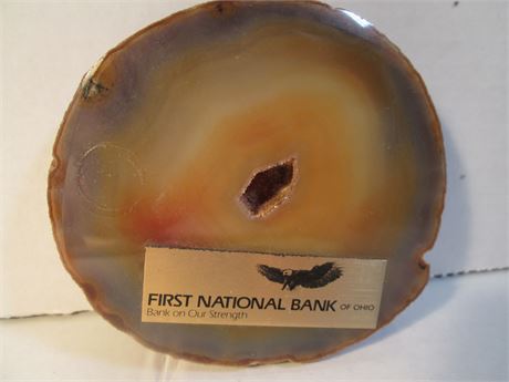 Vintage Large 4 " Polished Thick Mineral Agate Slag Collectible Paper Weight