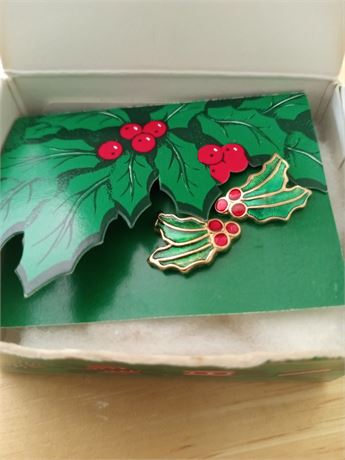 New Vintage Christmas Earings with Box