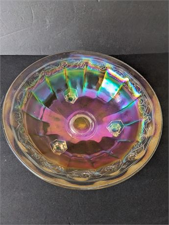 Vintage Footed Carnival Glass Bowl