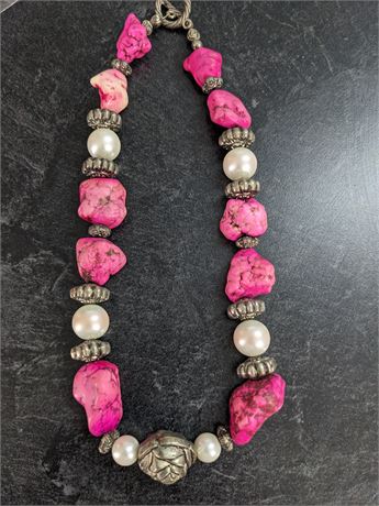 Pink Howlite Chunky Necklace  & Pink Earrings