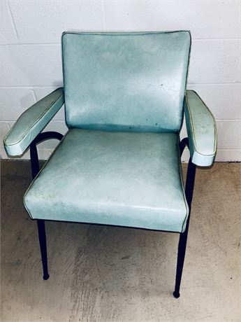 Mid Century Modern Streamlined Colorful Turquoise Club Chair