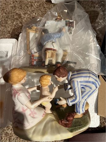 Baby's First Step and triple Self Portrait Norman Rockwell Figurines