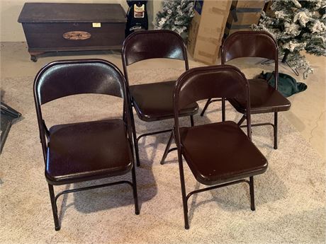Set of Four Meco Metal Folding Chairs