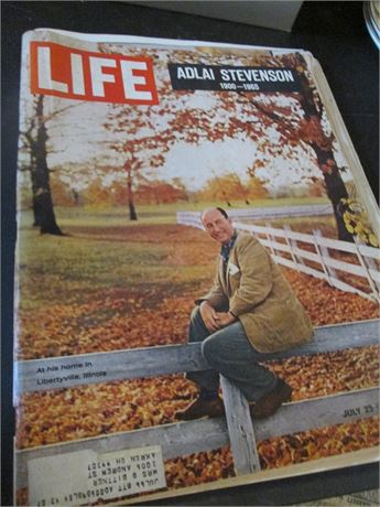 Vintage 1960's Life Magazine Adlai Stevenson Edition Colletible Magazine 102 Pgs