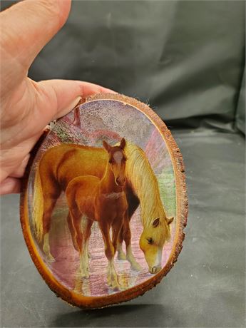 Horses Twilight - Vintage Souvenir Plaque from Badlands National Park