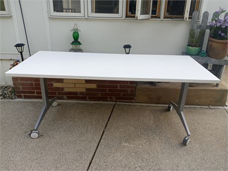 Like New 6' Commercial Rolling Table with Locking Wheels