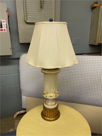 Vintage Reverse Painted Column Vase Table Lamp