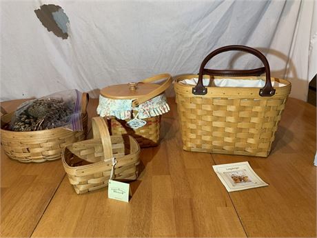 Three Longaberger Baskets and Family Heritage Basket