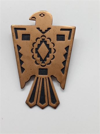 Vintage Native American Thunderbird Solid Copper Pin