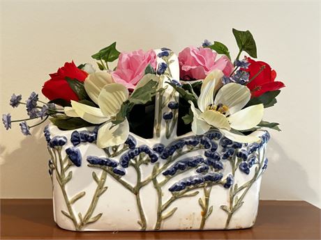 Silk Flower Arrangement In Decorative Basket