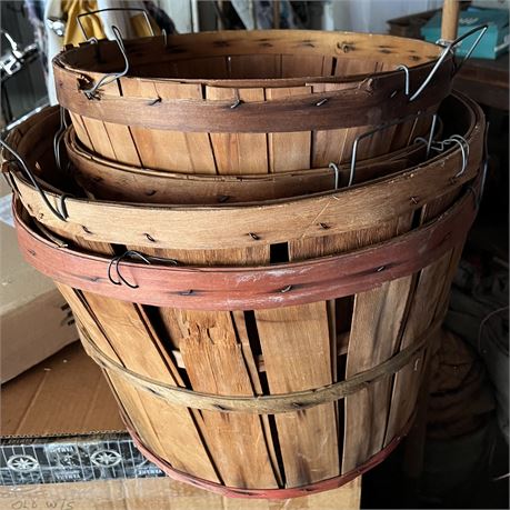 Vintage Slat Wood Bushel Baskets