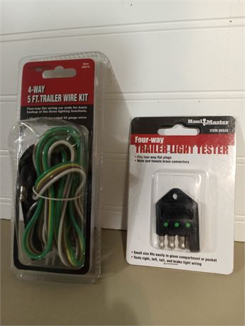New 4- Way Trailer Wire Kit And Trailer Light Tester