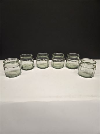 6 Green Glass Jars