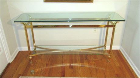 Glass & Brass Console Table