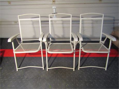 Three Metal Folding Lawn Chairs