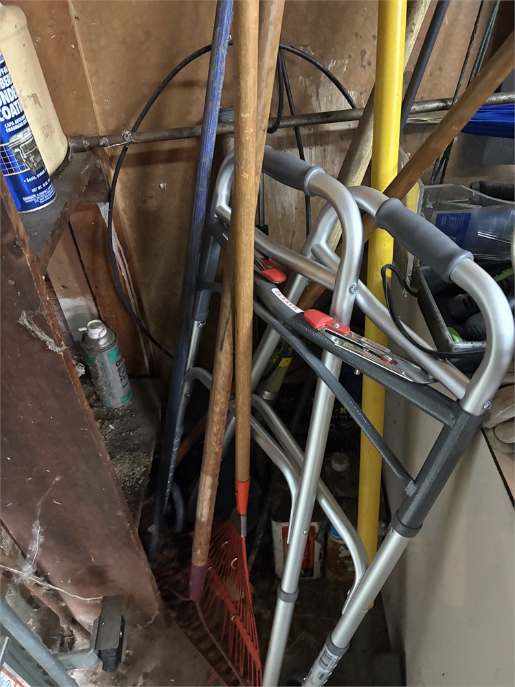 Great Finds Online Auctions - Garage Corner Clean Out - Rakes and more