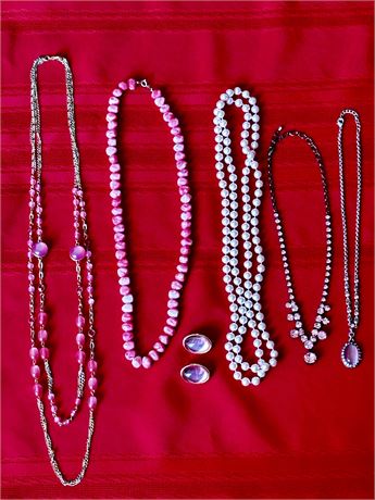 Lot Of Pretty In Pink Jewelry Featuring All Pink Pieces