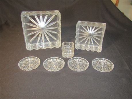 Vintage Glass Coasters and Napkin Holders