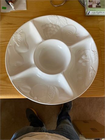 White Ceramic Divided Serving Tray