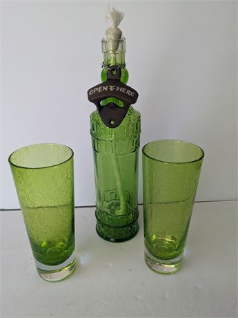 New Green Glass Oil Light & Beer Glasses