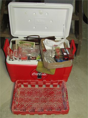 Coca-Cola Brand Goods:  Igloo Type Cooler, Collectibles, Promotional Products
