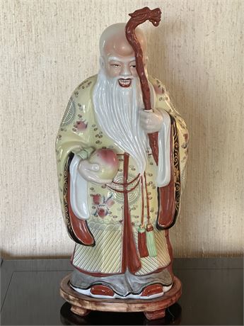 Antique Statue of Chinese Diety God of Longevity Figurine