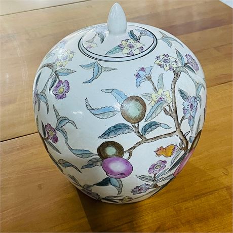 Decorative Ceramic Chinoiserie Lidded Jar