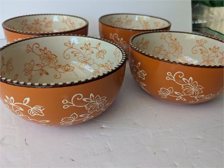 Temp-Tations Orange Floral Lace Cereal Bowls