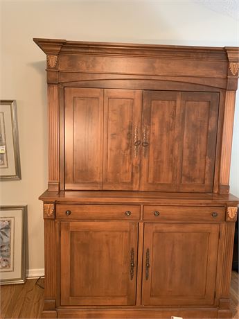 Solid Cherry Entertainment Cabinet with Hutch