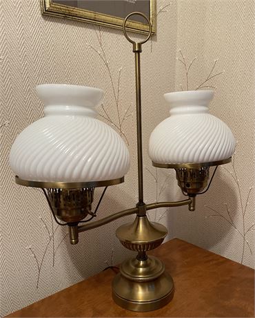 Double Globe Milk Glass Lamp