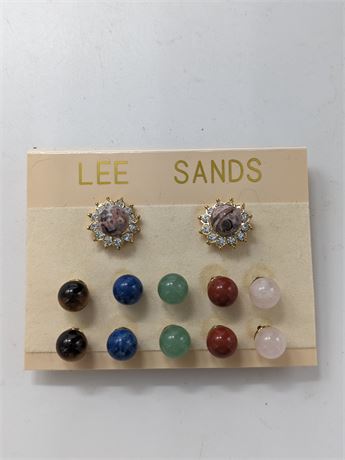Vintage Lee Sands Interchangeable Natural Stone Earrings