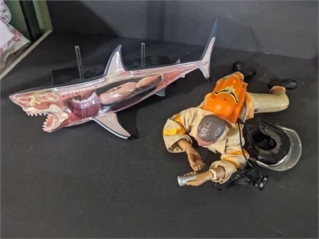 Vintage Crawling Firefighter & Anatomy Great White Shark