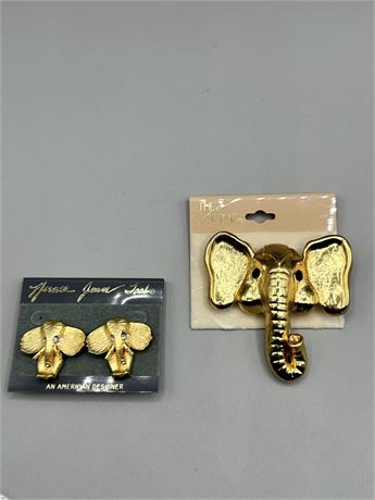 The Icing Elephant Fashion Brooch Pendant & Earrings