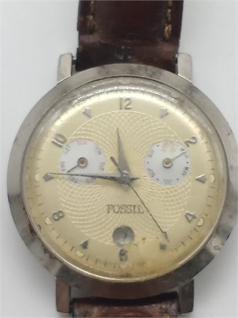 Vintage Fossil Watch Two Tone Day and Date